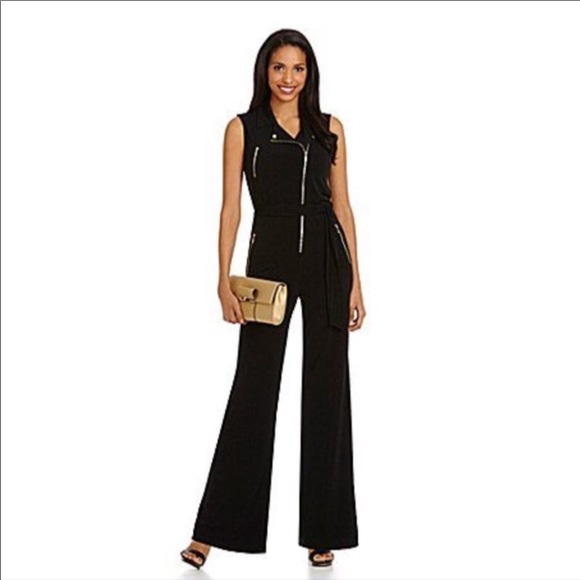 Calvin Klein Pants - Calvin Klein Black Motto Jumpsuit with Gold Zipper